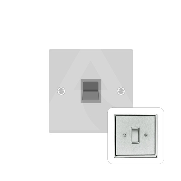 Contractor Range 1 Gang Secondary Line Socket in Satin Chrome  - Black Trim - P966BN-S