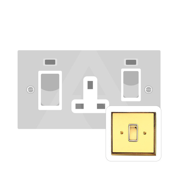 Contractor Range 45A Cooker Unit + 13A Socket in Polished Brass  - White Trim - A962W