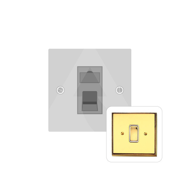 Contractor Range 1 Gang RJ11 in Polished Brass  - White Trim - A969W-RJ11