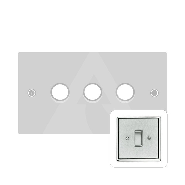 Harmony Grid Range 3 Gang LED Dimmer in Satin Chrome  - Trimless