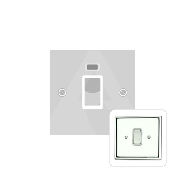 Harmony Grid Range 45A DP Cooker Switch with Neon (single plate) in Polished Chrome  - White Trim