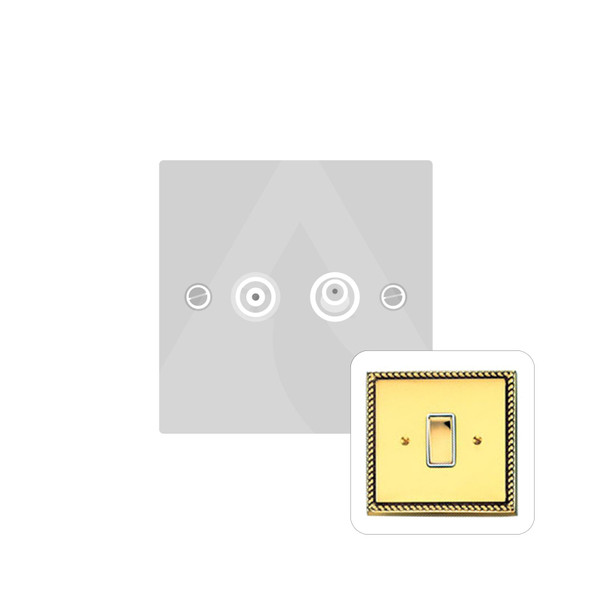 Harmony Grid Range TV/Satellite Socket in Polished Brass  - White Trim - G615W