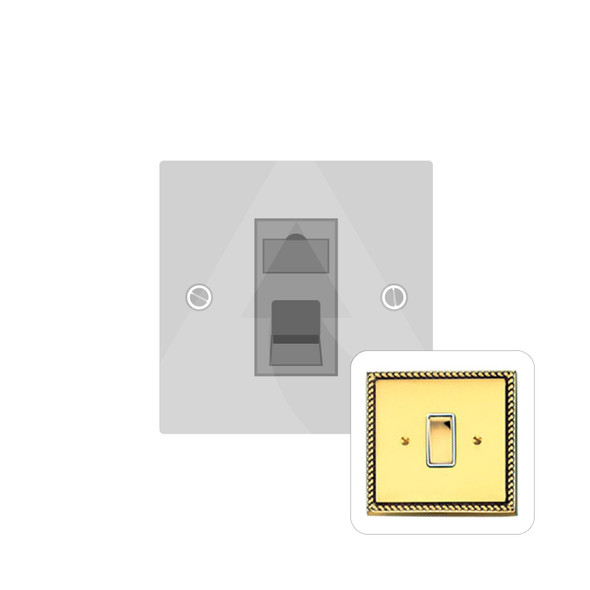 Harmony Grid Range 1 Gang RJ11 in Polished Brass  - White Trim - G691W-RJ11