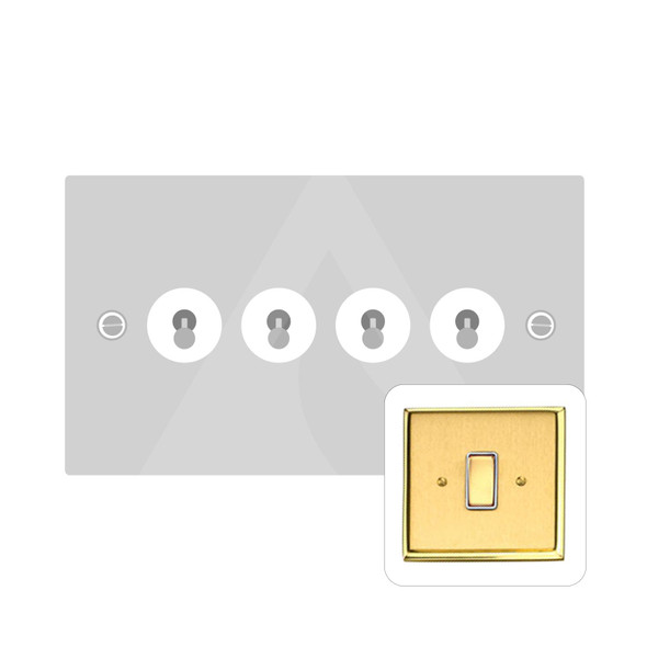 Harmony Grid Range 4 Gang Toggle Switch in Satin Brass  - Trimless