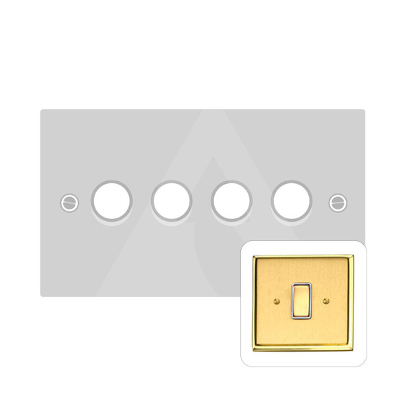 Harmony Grid Range 4 Gang Dimmer (400 watts) in Satin Brass  - Trimless