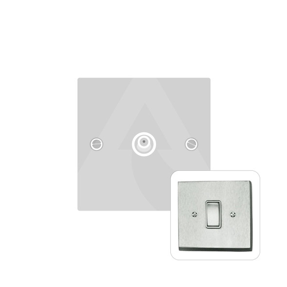 Harmony Grid Range 1 Gang Satellite Socket in Satin Chrome  - White Trim - BC605W