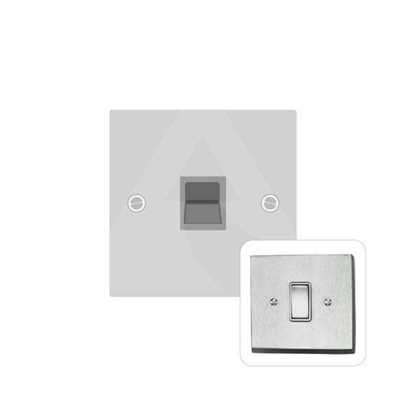 Harmony Grid Range 1 Gang Secondary Line Socket in Satin Chrome  - White Trim - BC690W-S