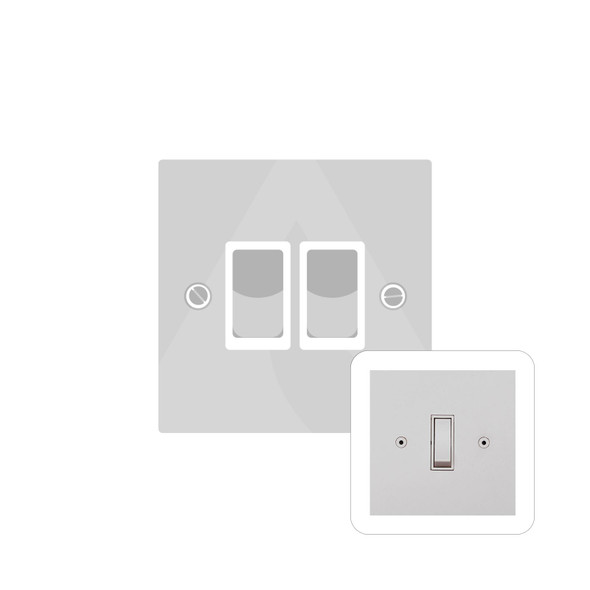 Primed White (Paintable) Range 2 Gang Rocker Switch (20 Amp) in Primed White  - White Trim - QPW.510.W