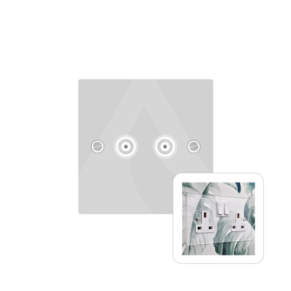 Clarity Perspex Range 2 Gang TV Coaxial Socket in Clear Perspex  - White Trim