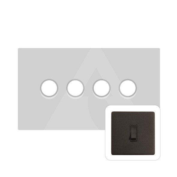 Mode Range 4 Gang LED Dimmer in Matt Black  - Black Trim