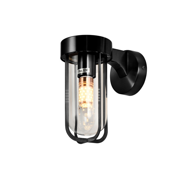 Modern Industrial Lantern Wall Light Indoor Outdoor E27 in Matt Black