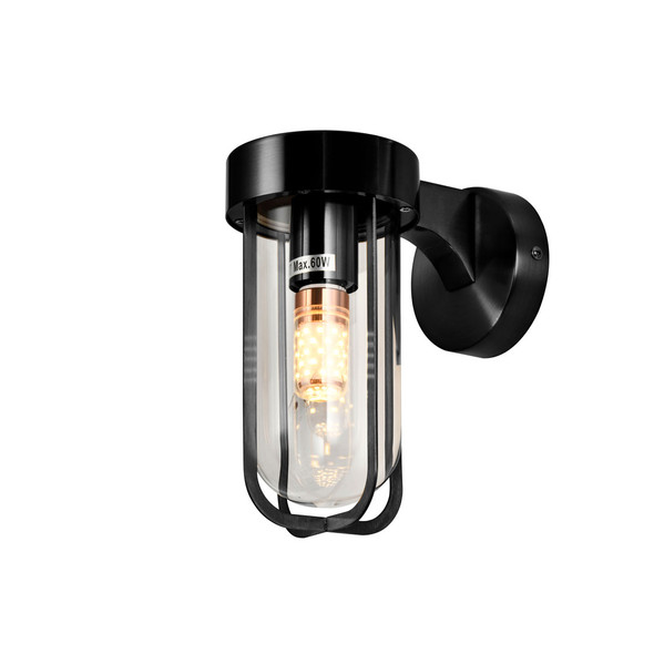 Modern Industrial Lantern Outdoor Wall Light E27 in Matt Black