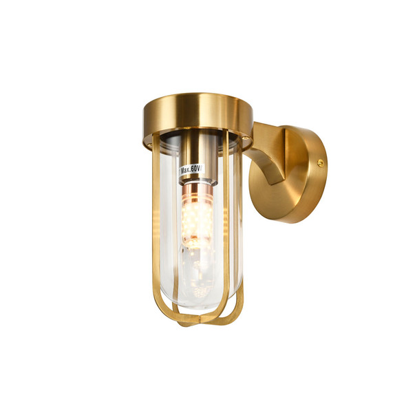 Modern Industrial Lantern Outdoor Wall Light Indoor E27 In Antique Brass Switched Off