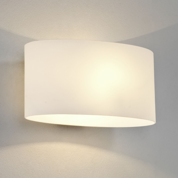 Tokyo in White Glass Wall Light in Polished Chrome E14 Front