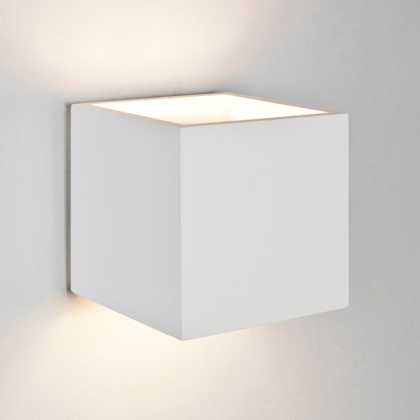 Pienza 165 Up and Down Wall Light in Plaster, Switched On, Wall Washer Light
