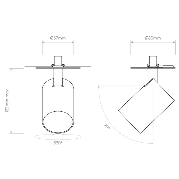 Ascoli Recessed Ceiling Spotlight GU10, Technical Drawing, Astro Lighting