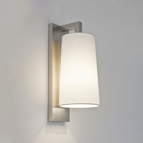 Lago 280 in Matt Nickel Wall Light Vertical Diffuser IP44 E27