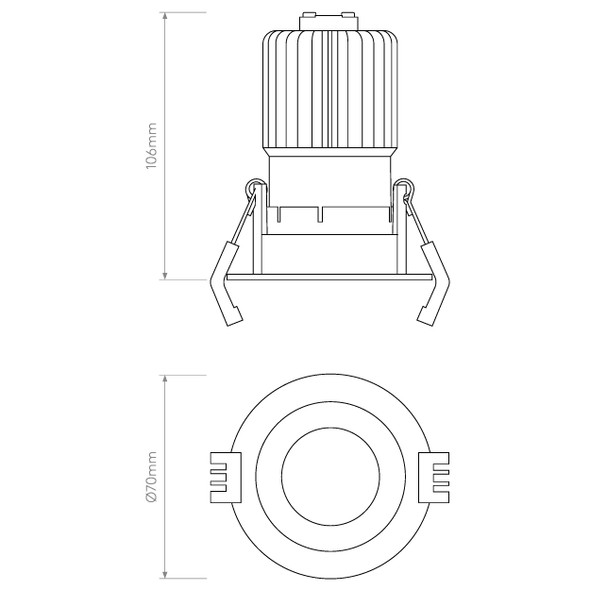 Proform FT Round LED Downlight in Textured White-Drawing