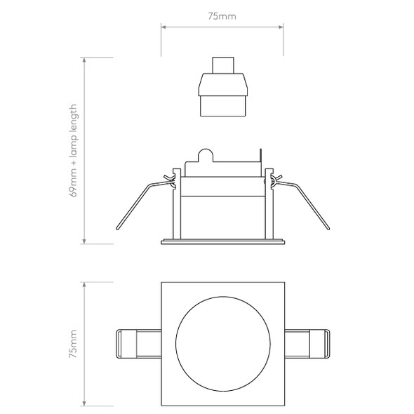 Pinhole Slimline Square Fixed Fire-Rated IP65 in Matt White