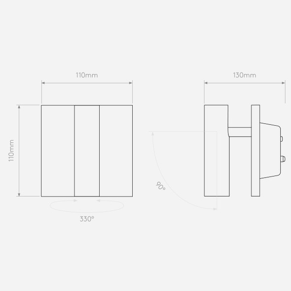 Enna Square Unswitched LED - Matt Black