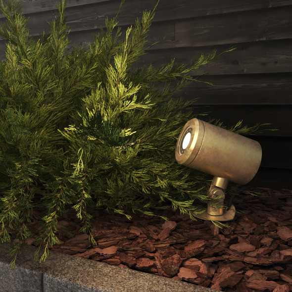 Outdoor garden spike light – Jura Spike Spotlight installed in landscaped garden, adjustable tilt and rotation