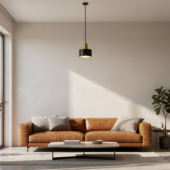 Black Marble Pendant - living room installation