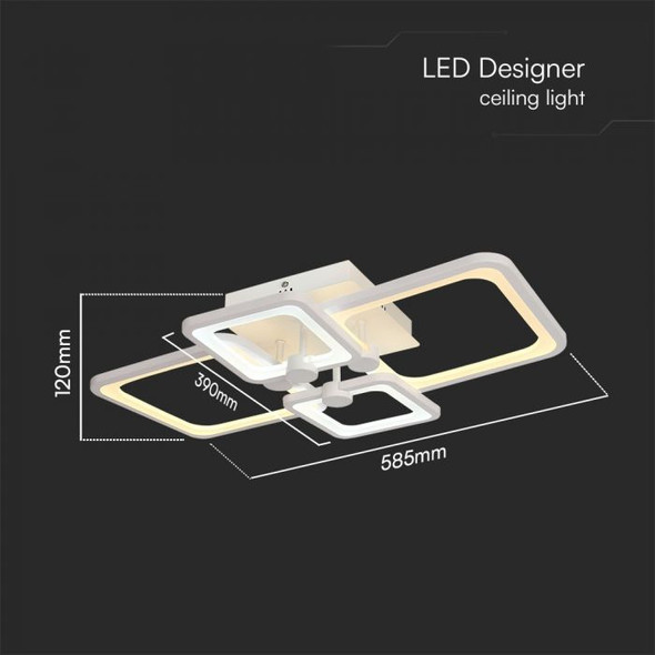 Multi-frame LED flush ceiling light dimensions 585 x 390 x 120mm