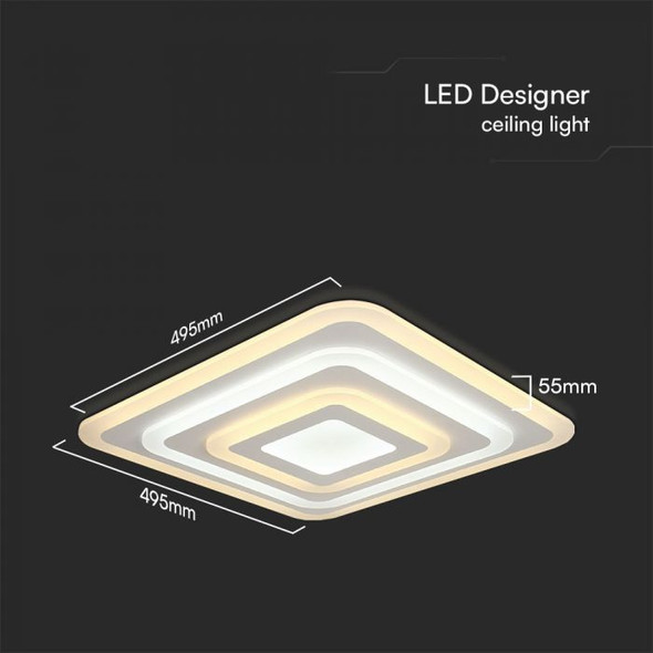 Square panel LED flush ceiling light dimensions 495 x 495 x 55mm