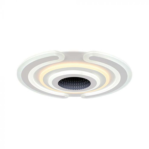 Spiral ring smart LED flush ceiling light in white steel and acrylic