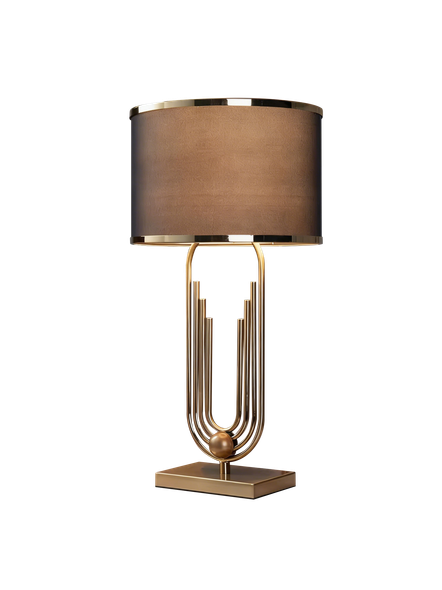 Modern Table Lamp with Fabric Shade in Copper - E27