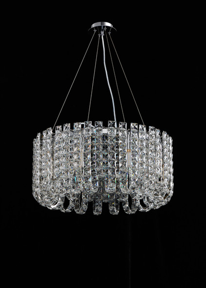 Adjustable Hanging Chandelier in Chrome - Dimmable, 8 Light E14