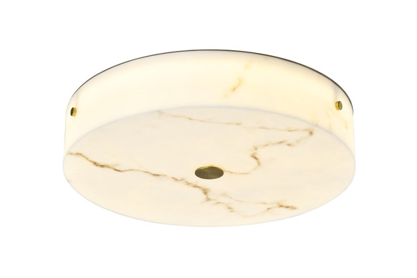 Alabaster Flush Ceiling Light in Matt Brass - 40W LED