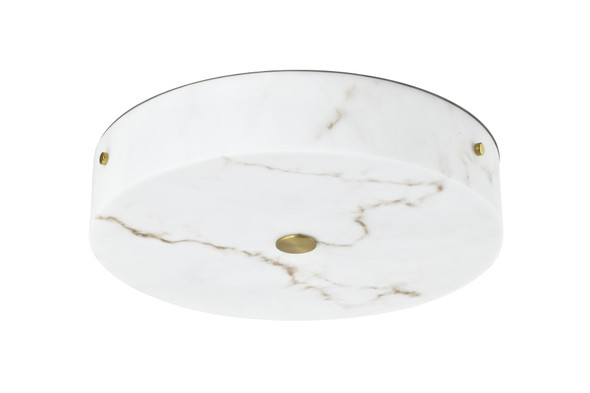 Alabaster Flush Ceiling Light in Matt Brass - 40W LED
