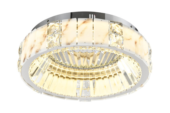 Alabaster Circular Flush Ceiling Light - Chrome, 40W LED, Dimmable  