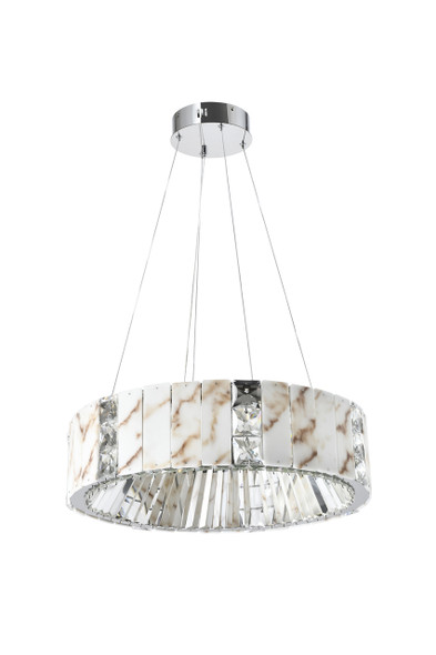 Chrome alabaster crystal ring pendant light, 600mm diameter, height adjustable, IP20 – Arrow Electricals