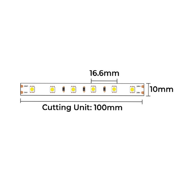 LED Strip 10mm 24V White 5m IP68 6000K IP68 Natural White