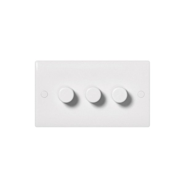 Nexus White Moulded 883 3 Gang 2 Way Push on/off Dimmer Switch 400w