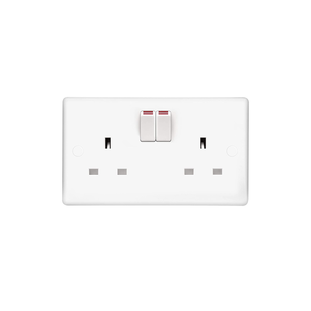 Nexus White Moulded 822DP 2 Gang 13 Amp Double Pole Switched Socket Outlet