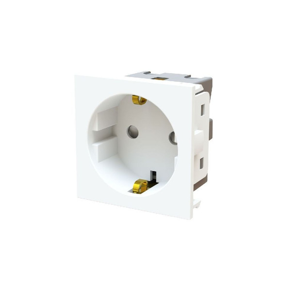 EMSCHSW Euro Module Schuko 16amp Unswitched Euro Socket in White