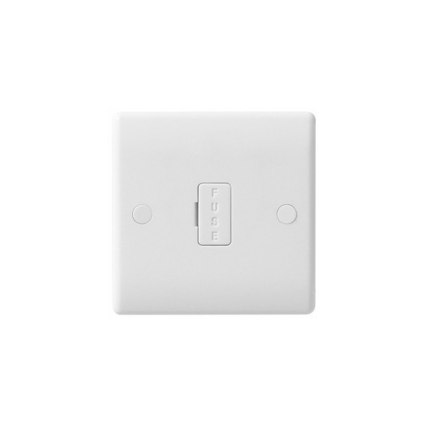 Nexus White Moulded 855 13 Amp Unswitched Fused Spur Unit with Flex Outlet