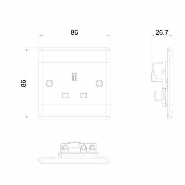 1 Gang 13 Amp Unswitched Single Socket