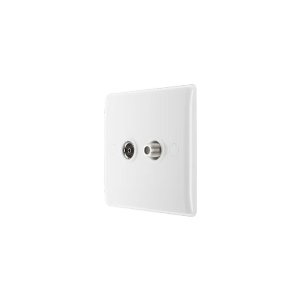 Co-ax Wall Socket with Screw Covers
