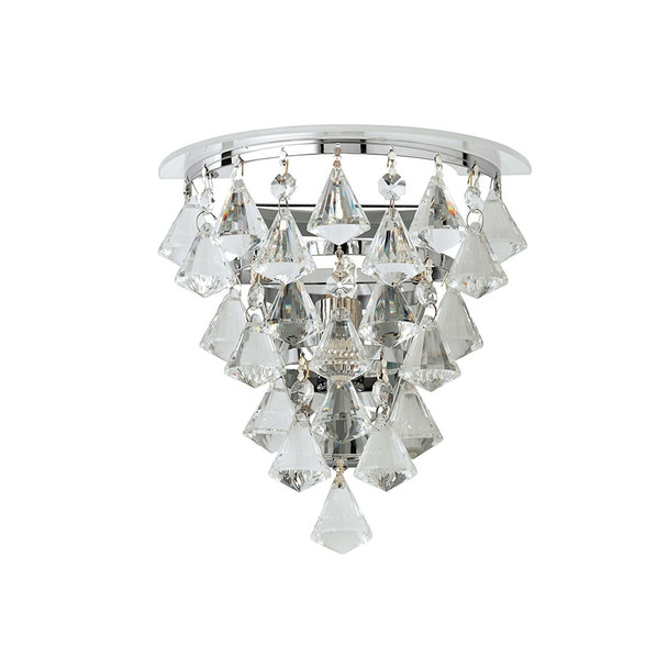 Renner 1 Light Wall Light in Clear Crystal Glass and Chrome