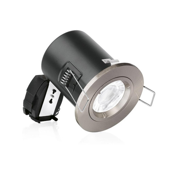 Fixed Fire Rated Downlight in Satin Nickel