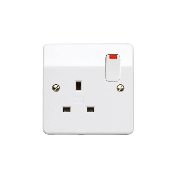 Logic Plus K2657 1 Gang 13 Amp Double Pole Switched Socket Outlet Neon in White