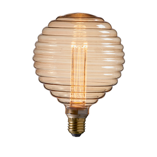 Beehive E27 LED Amber Ribbed Glass