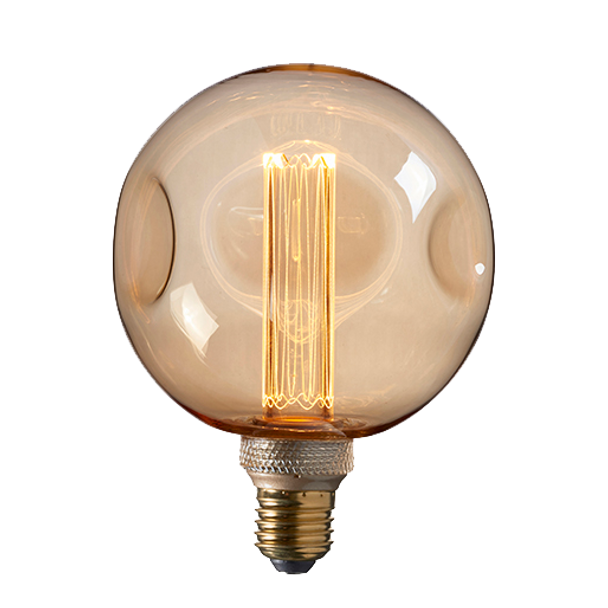 Dimple E27 LED Amber Tinted Glass Lamp