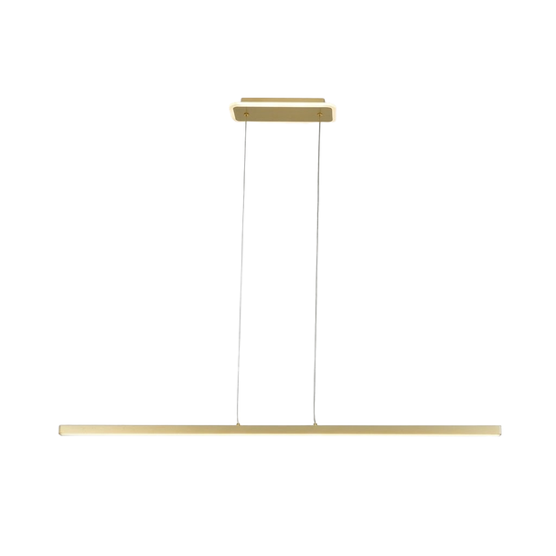 Gold slim strip LED pendant light illuminated, 50W CCT, 1200mm
