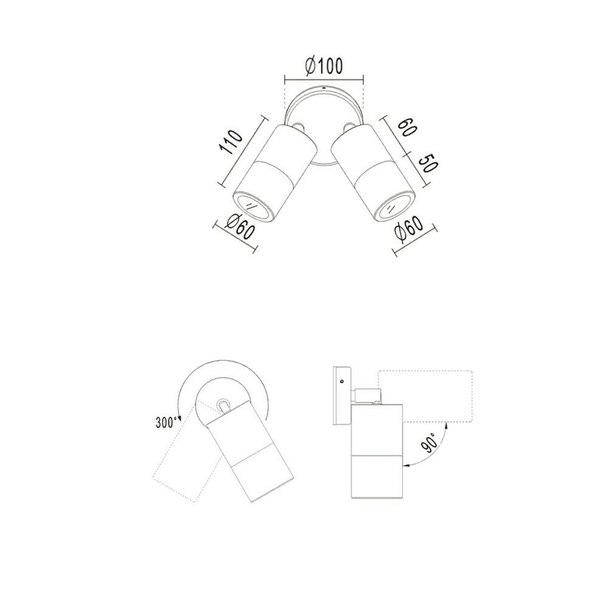 Twin outdoor wall light drawing