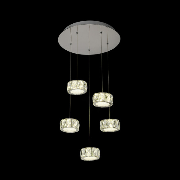 LED K5 Crystal Pendant Light in Chrome Finish